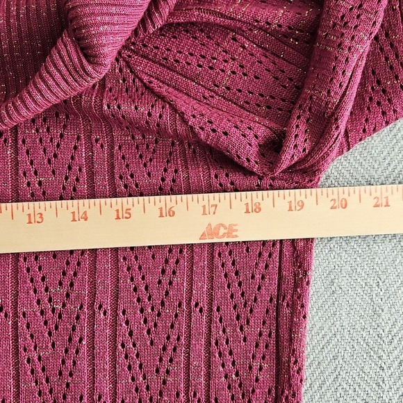 Cowl Neck Glitter Sweater Size 14/16 Ribbed Purple Long Sleeve Boho Y2K Luxe AS - Picture 12 of 15